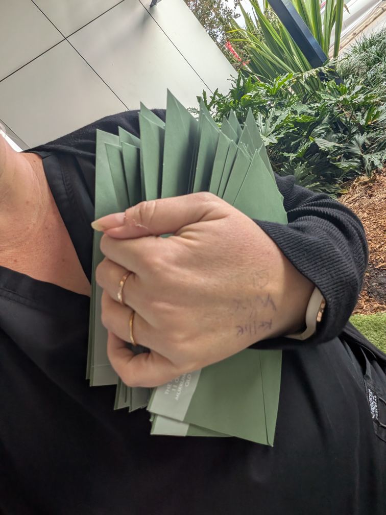 Ruth posting the invites
